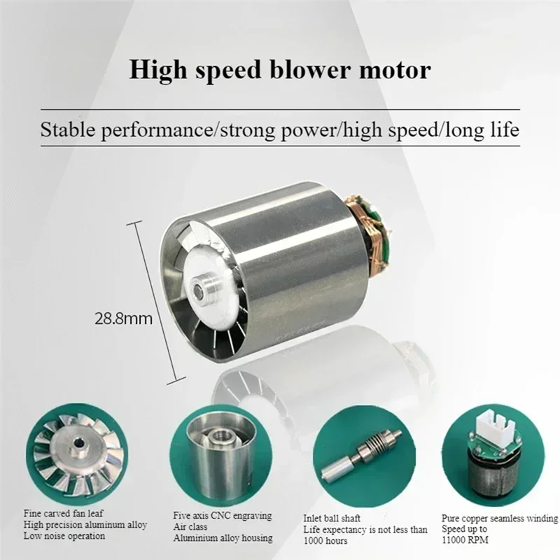 Motor sem escovas 7.4V 80000 rpm para secador de cabelo turbo