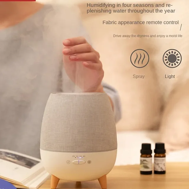 Ultrasonic 2-in-1 Fabric Aromatherapy Diffuser & Humidifier, 300ml Detachable Tank, Soft Night Light, Home Desktop Essential Oil 2