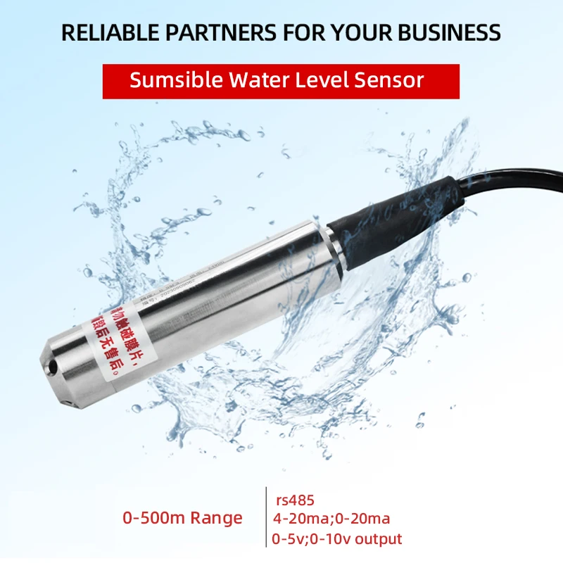 

Water Tank Liquid Depth Hydrostatic Level Sensor Smart Water Level transmitt 0-500M Range 4-20mA 0-5V 0-10V RS485 Output