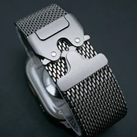 Bracelet Officiel en Titane Maille Milanaise pour Apple Watch Ultra 3 2 49mm, Série 11 10 9 8 SE 6 5, Style Parachute 2