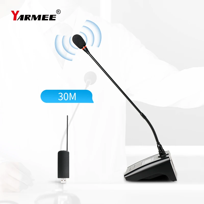 YARMEE 무선 구즈넥 마이크, USB 수신기, 데스크탑 스튜디오, 사무실 회의 연설, 전문 오디오 스피커, 500-980mhz