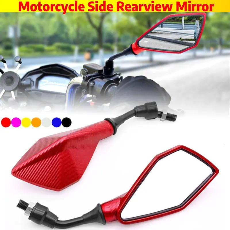 Sleek Red Motorcycle Rearview Mirrors - High-Definition ABS Side Mirrors
