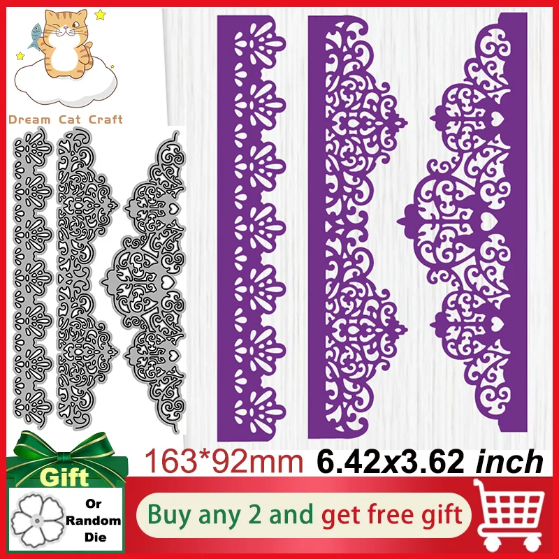 Dreamcat Three Edge’able Lace Borders Paper Cut Metal Cutting Dies New Diy Emboss Stencil Scrapbooking Dies For Card Making 2023