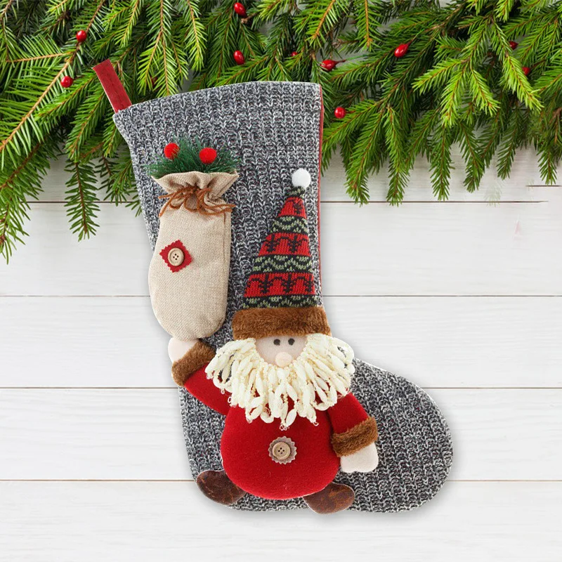PRTECY 4 Pezzi Calze di Natale Set Babbo Natale Renna Pupazzo di Neve Calze per Albero di Natale con Gamba Lunga Calze Appese per Caminetto per Vacanze Natalizie Mantello per Feste