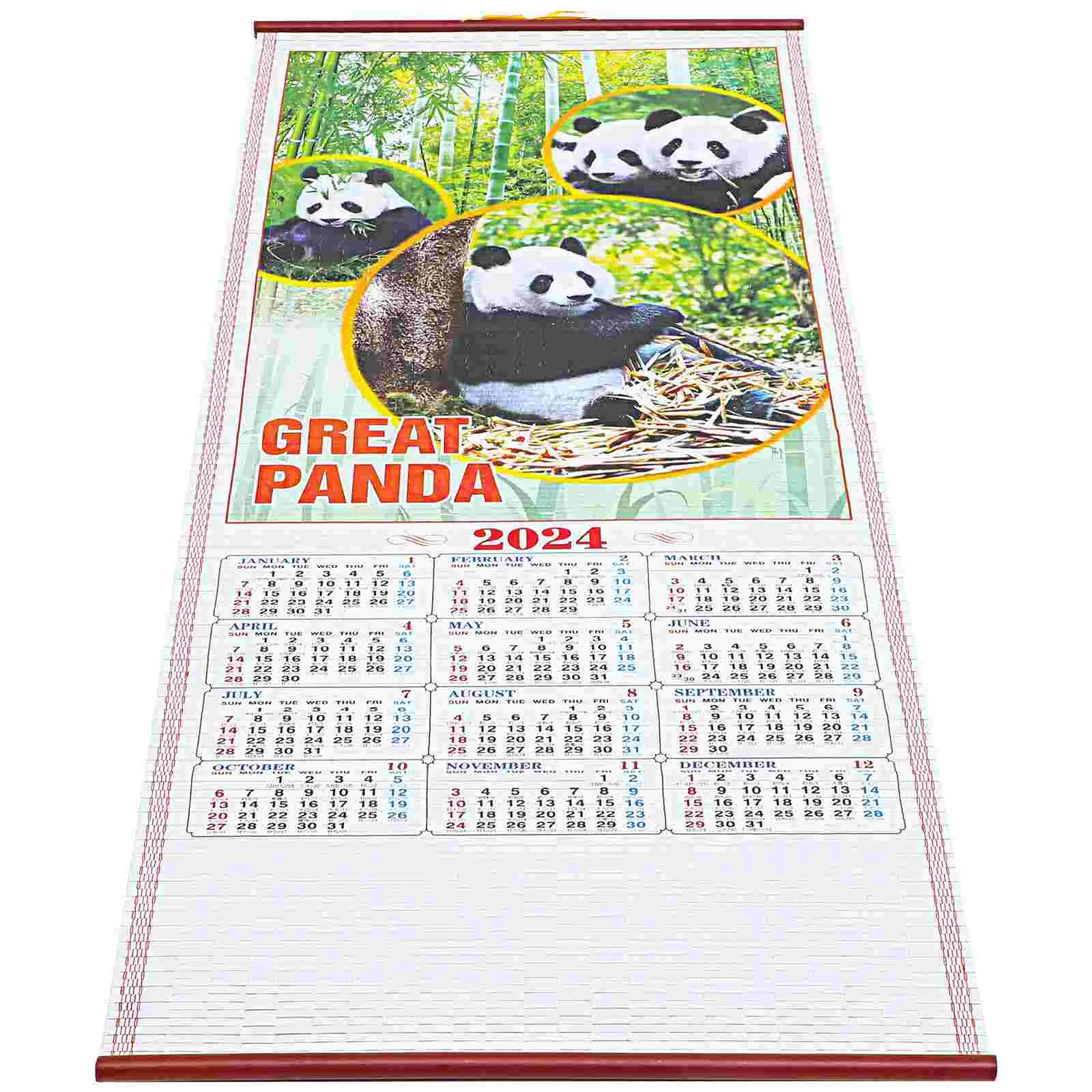 

Paper Calendar Imitation Rattan Scroll 2024 Planner Monthly Wall Hanging Traditional Yearly