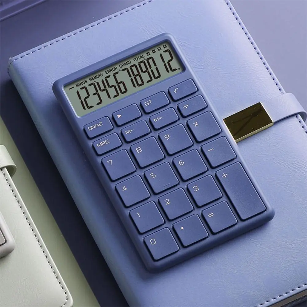 학생용 계산기 심플한 디자인 12자리 기본 계산기 고감도 버튼 휴대용 계산기 학생 문구