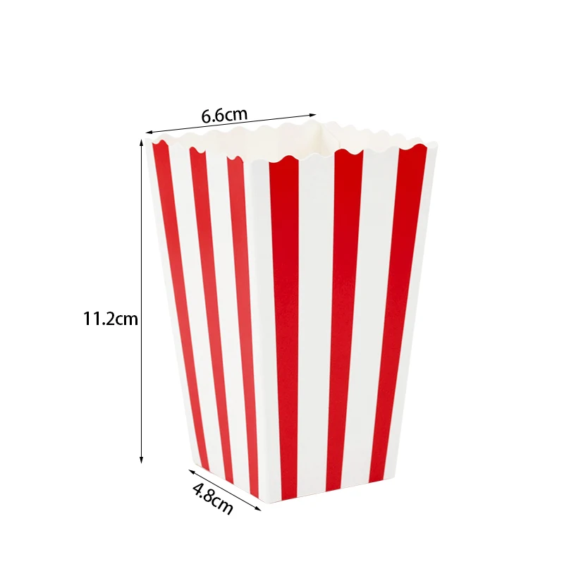 thumbnail image 1 of 10 cajas de papel para palomitas de maíz, baldes con rayas rojas y blancas, bolsas, contenedores para bocadillos para noches de cine, cumpleaños, fiestas de carnaval, 1 of 5
