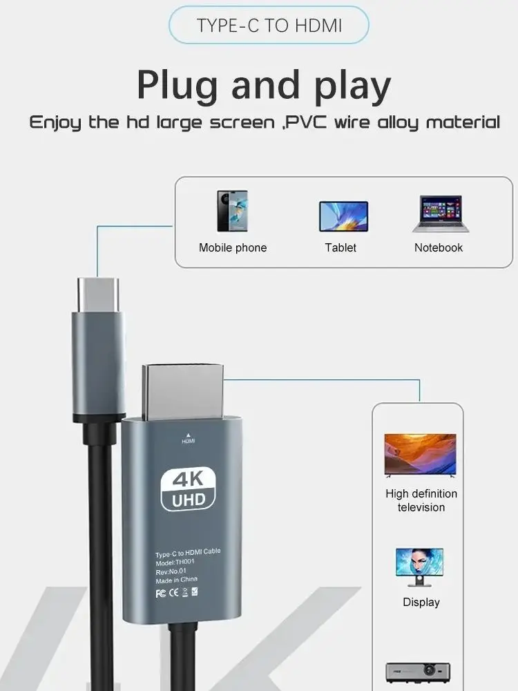 4K 60Hz USB-C to HDMI Converter Cable
