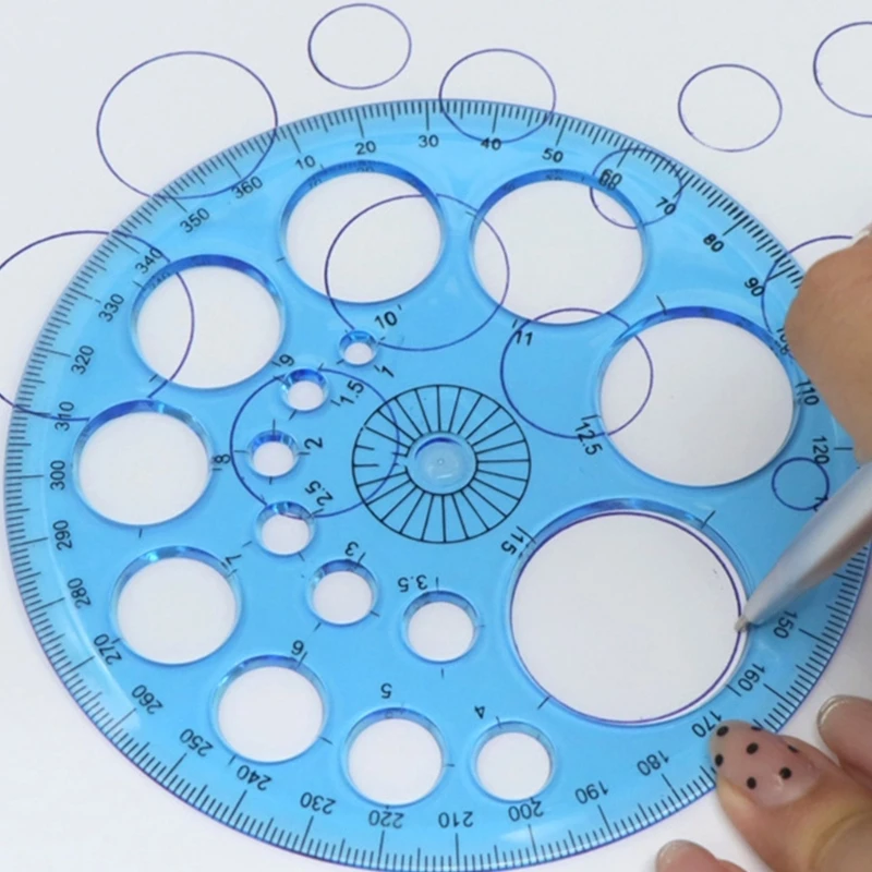 5 Pcs/Set Round Circle Template Circle Stencil Ruler Protractor Large and Small Drawing Aid ruler set drawing ruler