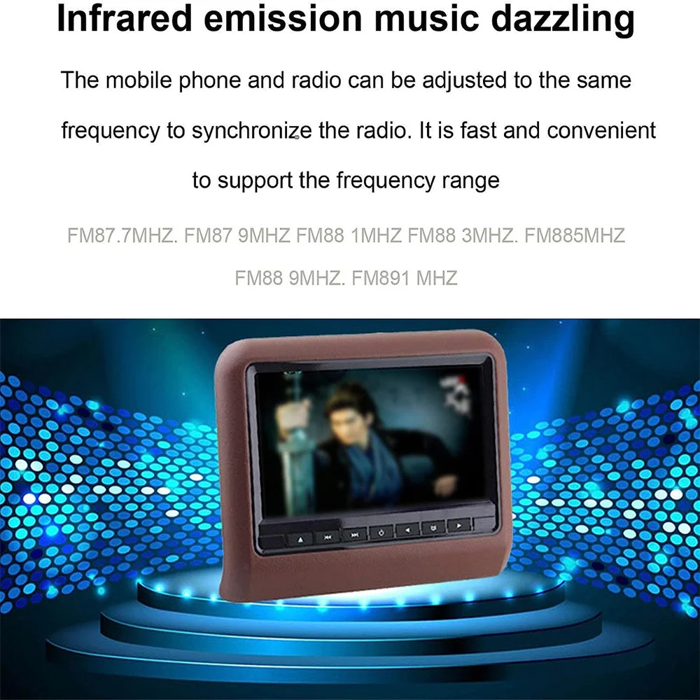 9 인치 카시트 백 헤드 레스트 LCD 디스플레이 mp3/mp4 멀티미디어 플레이어 게임 FM 송신기 원격 제어 DVD 플레이어 모니터