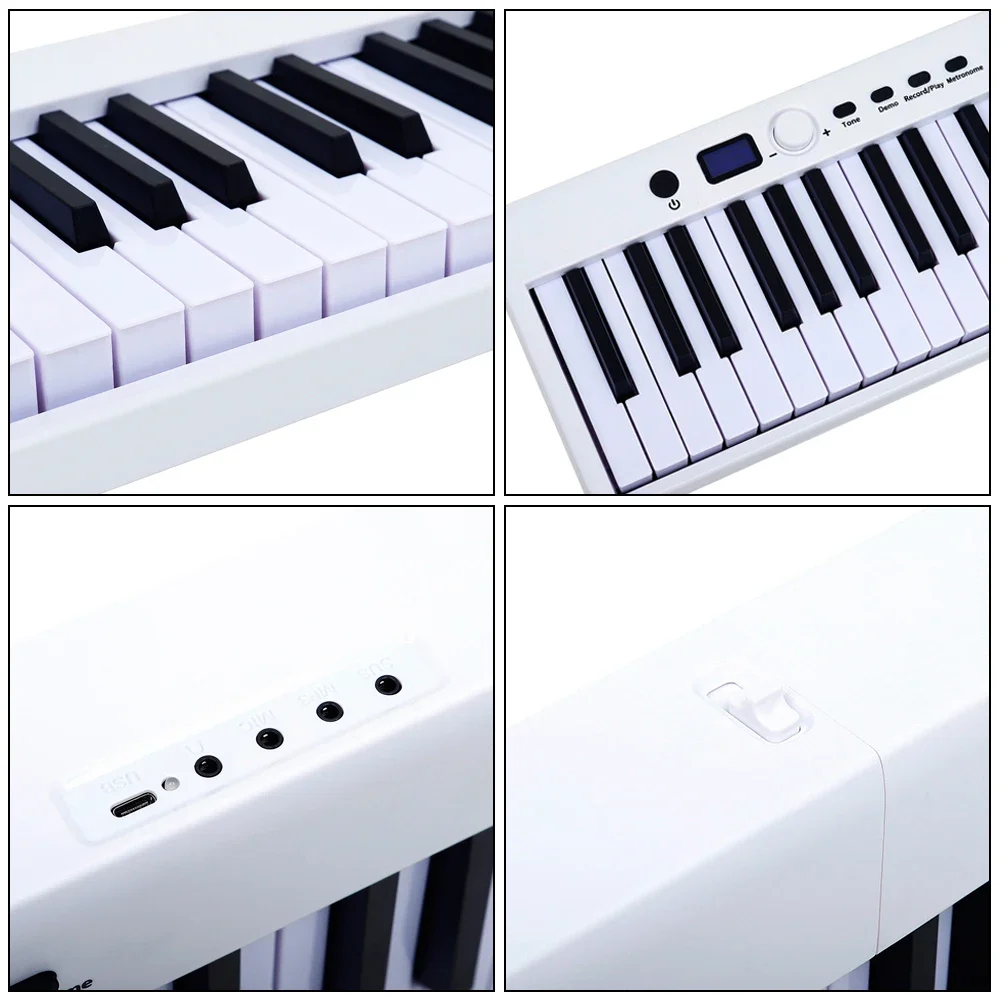 M MBAT 88 Keys Electronic Piano Keyboard Portable Electronic Organ MIDI Output Rechargeable Battery with Sustain Pedal Piano Bag