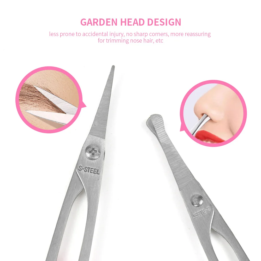 Mini Stainless Steel Nose Hair Eyebrow Scissors Small Multipurpose Personal Care Trimmer Plastic Handle