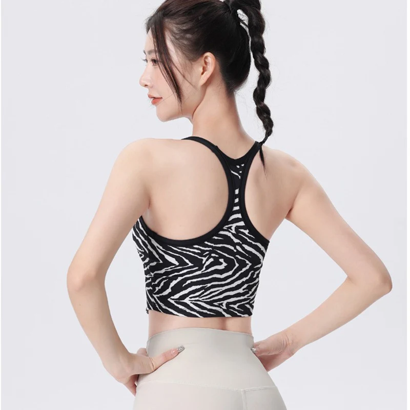 Leopard Print Yoga Bra Sports Bra Gym Running Top Women's Camisole Breathable Running Vest Gym Push Up Underwear Sport Tops
