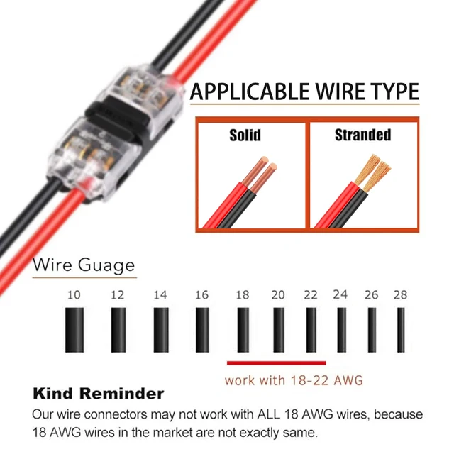 Connection Etanche Electrique Lot De 12 Connecteurs Câble étanches - 2 Broches, Pour Câbles 18-22 AWG, Voiture Prises Baffles