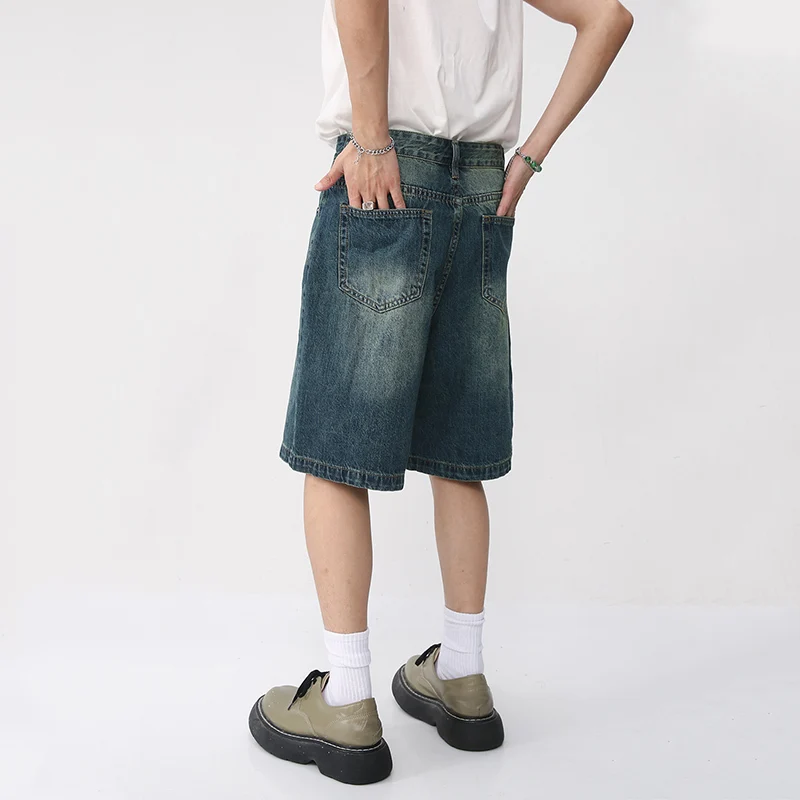 Men Jeans Denim Pants Summer Jeans Shorts Denim Shorts IEFB Summer Denim Shorts Men's Loose Korean Style Retro Short Jeans