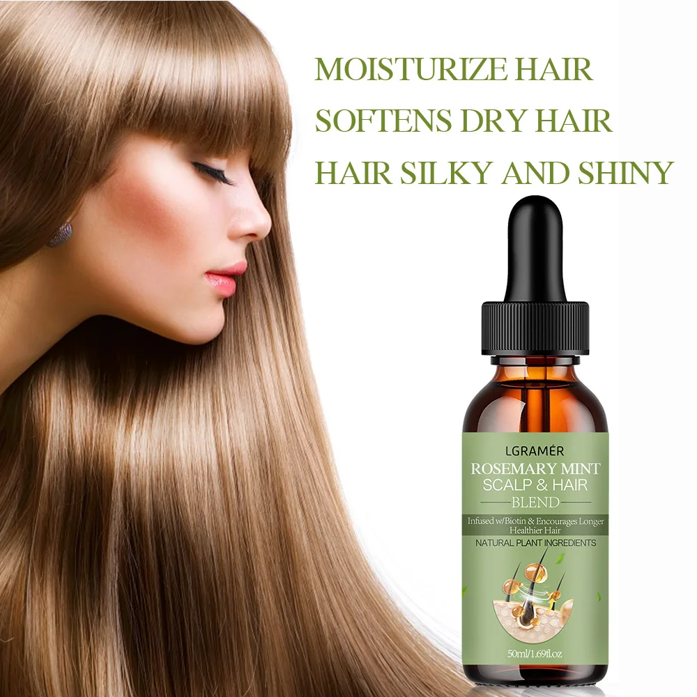Hair Growth Essential Oil Rosemary Mint Hair Strengthening Oil Nourishing Treatment for Split Ends Dry Organics Care