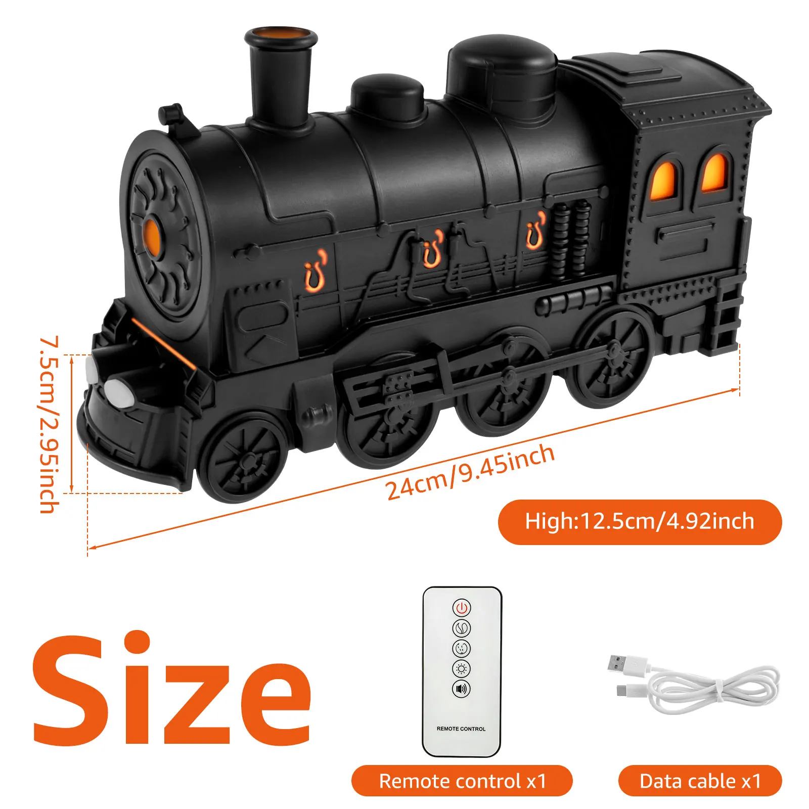 Steam Train Essential Oil Diffuser with Light 300ml Car Humidifier Diffuser Ultra Quiet Train Humidifier Auto Off Aroma Air Humidifier