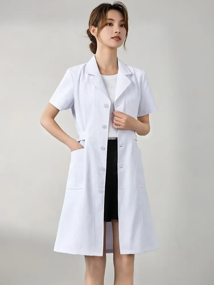 Pharmacy Beautician Coat White Beauty Uniform Dress Beauty Spa Uniform Nurse Scrub Tops Plus Size Salon Grooming Clothes