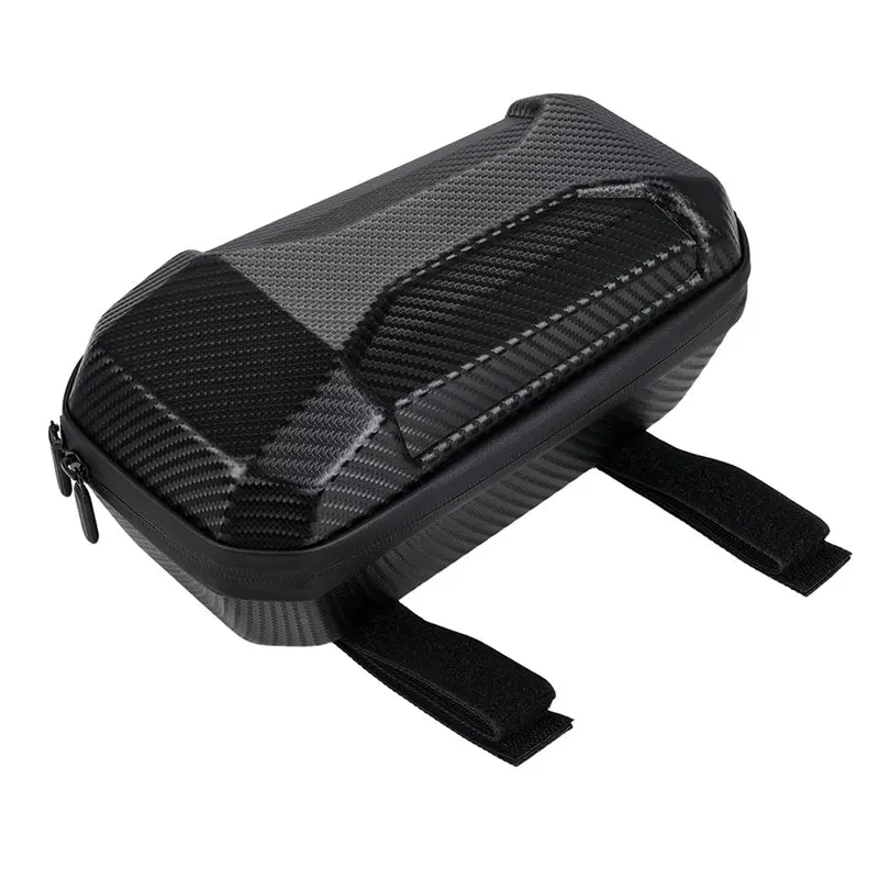A02Q carbon fiber textured waterproof battery cover bag installed on Sur-Ron Light Bee X  Hard shell PVC battery protection bag for Sur-Ron Light Bee S showing dual mounting straps