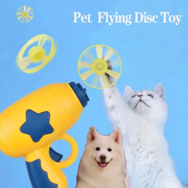 Funny Cat Toy Interactive Launch Pet Training Toy For Kitten Mini Flying Disc Shooting Gun Chasing Games Cat Toys Pet Supplies 2