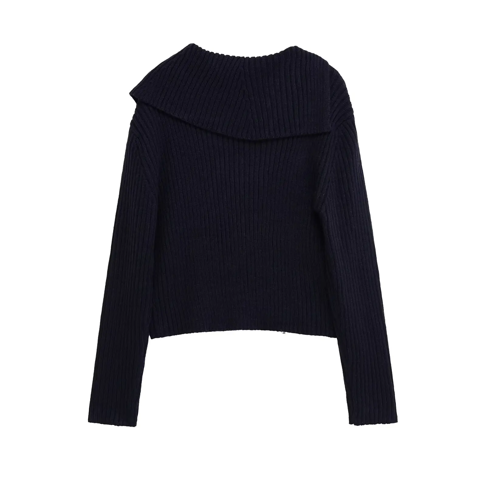 Women Knitted Coat Autumn Fashion Long Sleeve Zipper Knitted Short Jacket Female Elegant Casual New Turn-Down Collar Outerwears