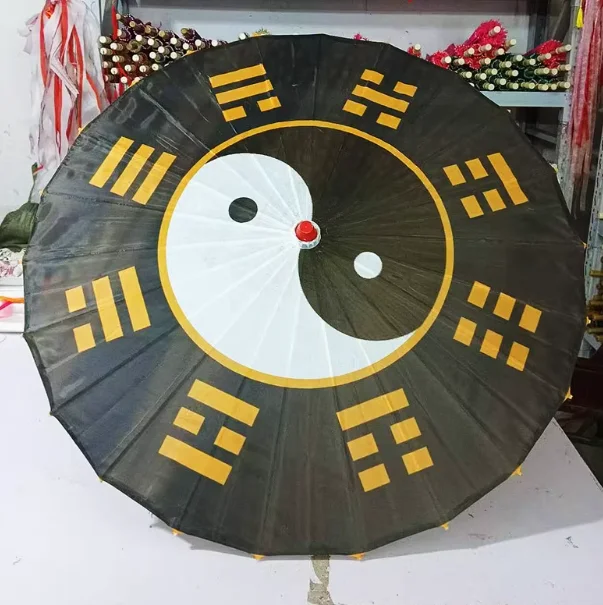 Tai Chi Bagua Silk Cloth Oil Paper Umbrella Handmade Twelve Zodiac Signs Dipper Seven Stars Yin Yang Fish Chinese Ancient nezha