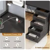 L Shaped Computer Desk with Hutch and Storage Shelves, Gaming Desk with Pegboard, Led Lights, and Power Outlet, Home Office Desk 4