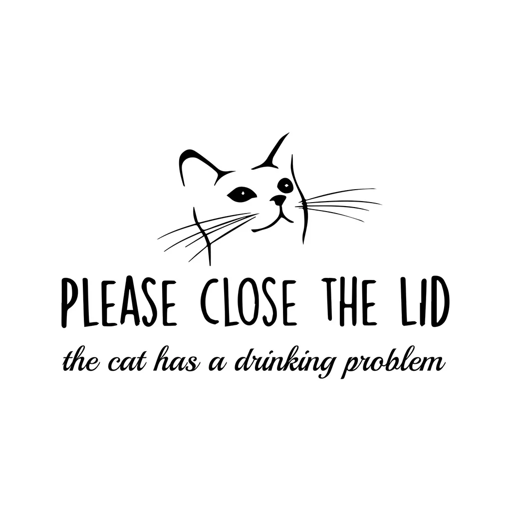 Funny Bathroom Toilet Lid Stickers Close Lid Cat Has Drinking Problems Toilet Decals Self Adhesive Seat Decals Decor