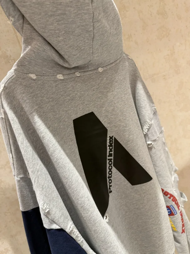 PROJECT G/R 2026 Patchwork ARMY Vintage Damaged Cardigan Pullover Men Women Best Quality Hoodie