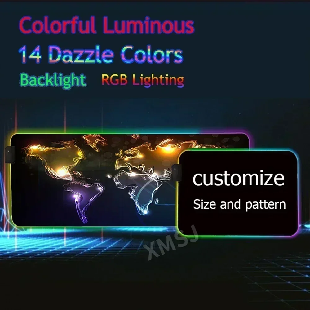 DIY Custom RGB Mouse Pad Anime Logo Gaming LED PC Gamer Accessories Color Glow Custom Personalized Mousepad Desk Mat gaming mousepad,mouse pad,computer desk mat