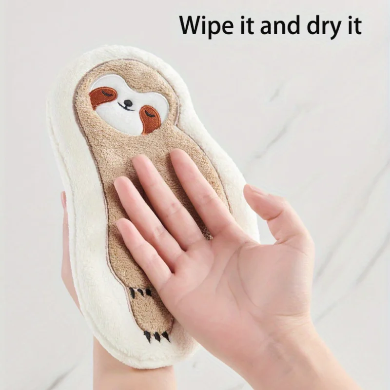 1pc Hand Towel Cute Sloth Pattern Hanging Towel for Kids Quick-Drying Absorbent Soft Bathroom Accessories Pink bath towel cotton towel square towel