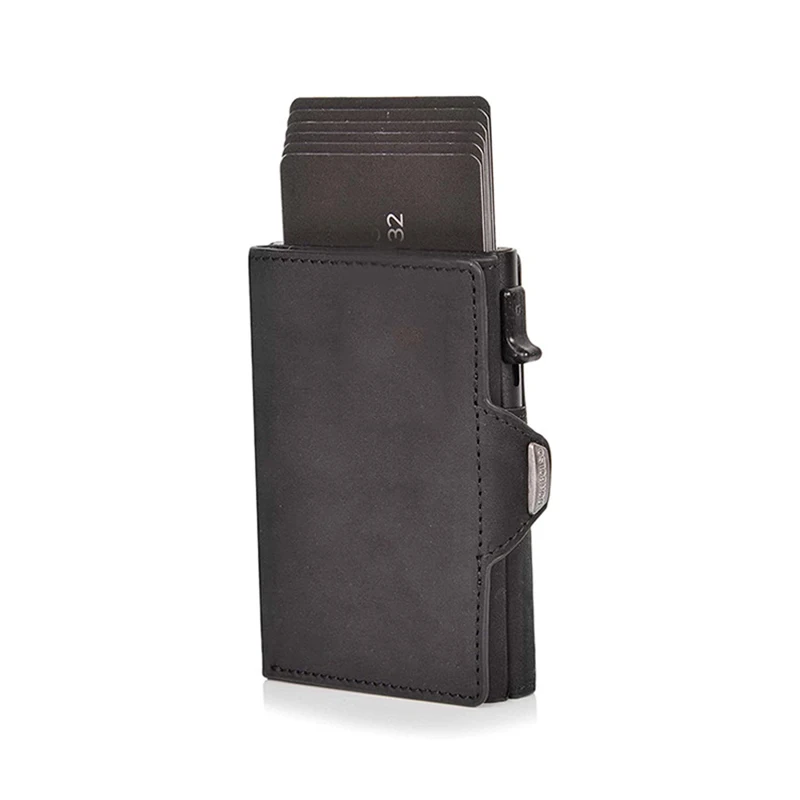 Fashion Aluminum Credit Card Wallet RFID Blocking Trifold Smart Luxury Leather Men Wallets Slim with Coin Pocket Vallet Holders 2