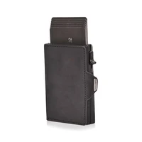 Fashion Aluminum Credit Card Wallet RFID Blocking Trifold Smart Luxury Leather Men Wallets Slim with Coin Pocket Vallet Holders 2