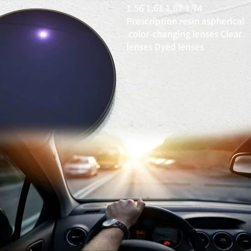 1.56 1.61 1.67 1.74 Prescription resin aspherical dyed lens discoloration solar eye lenses Light transparent optical lenses