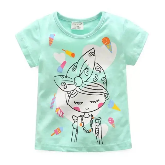 Boys Dinosaur T-shirts Cartoon Printed Girls Tees Children Tops Short-sleeve Clothes for Summer Kids Outfits Green girls