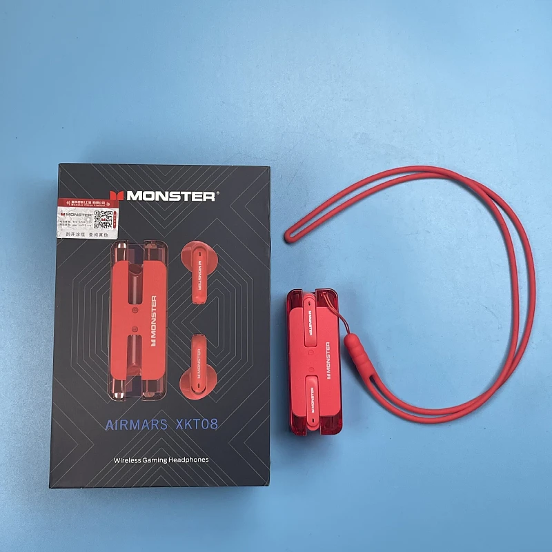 Monster XKT08 earphone TWS nirkabel, headphone olahraga Bluetooth