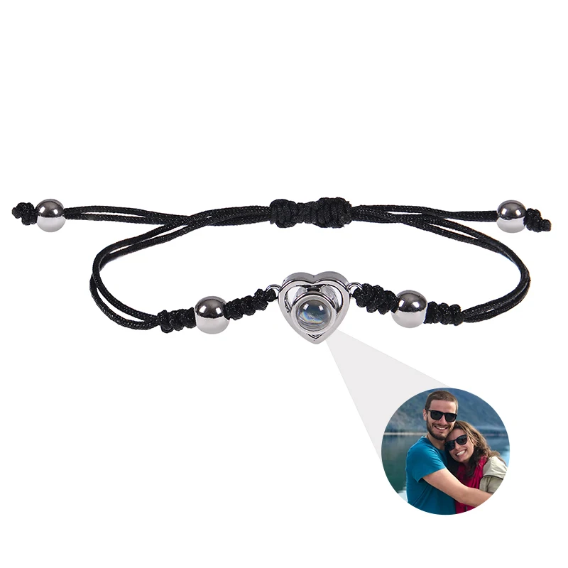 Personalized Circle Photo Bracelet Custom Projection Picture Bracelets Couple Memorial Jewelry Christmas Gift for Women Men 10