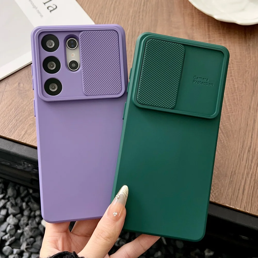 Premium Soft Liquid Silicone Case with Slide Camera Protection and Anti-Slip Bumper Cover