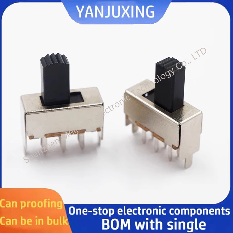 5pcs/lot SS-22F08 2-speed vertical toggle switch 6-pin straight handle sliding switch 2-speed toy power supply sliding