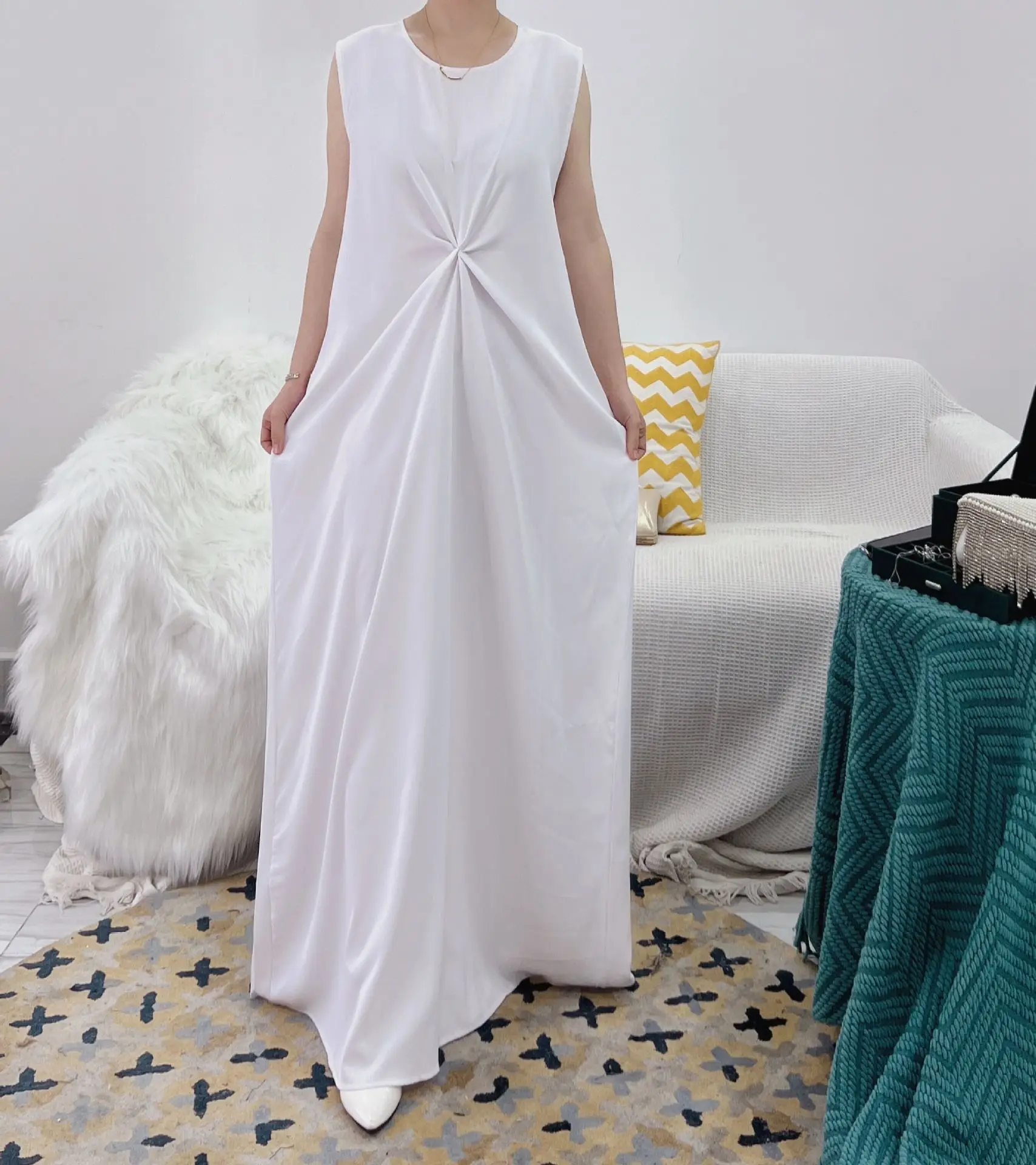 Muslim Fashion Clothing Women's Dubai Arab Puff Sleeve Lace Up Ramadan Dress Elegant Waist Closing Robe Türkiye Cardigan Robe