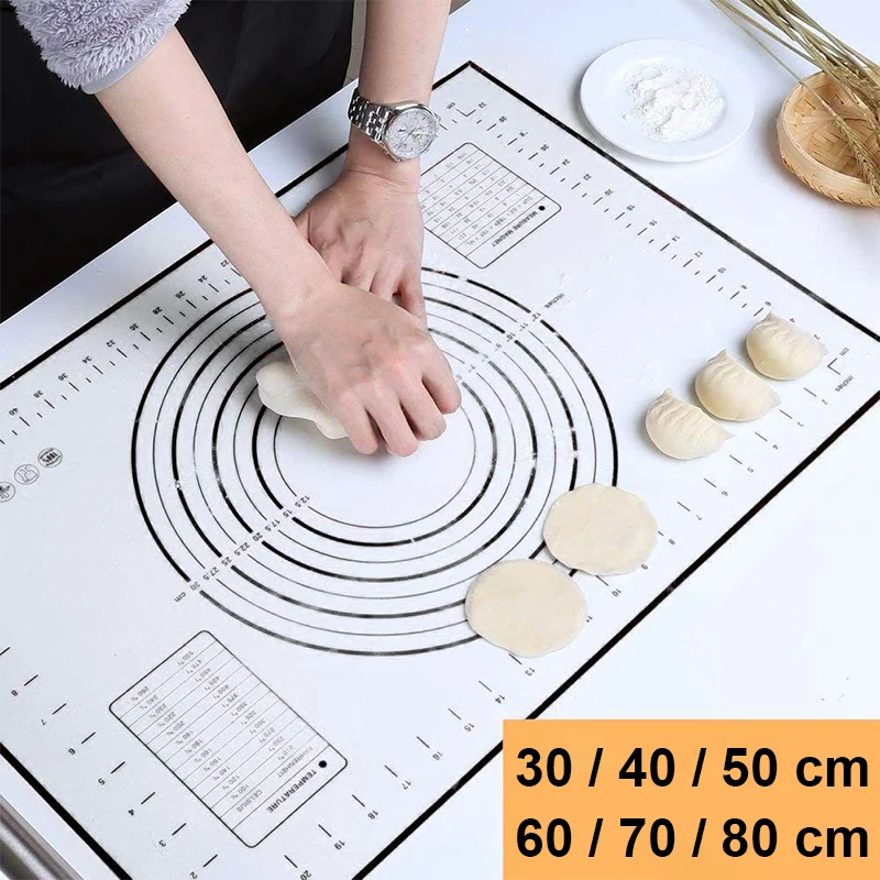 1Pcs 80/70/60/50/40/30cm Silicone Baking Mat Pastry Rolling Kneading Pad Kitchen Crepes Pizza
