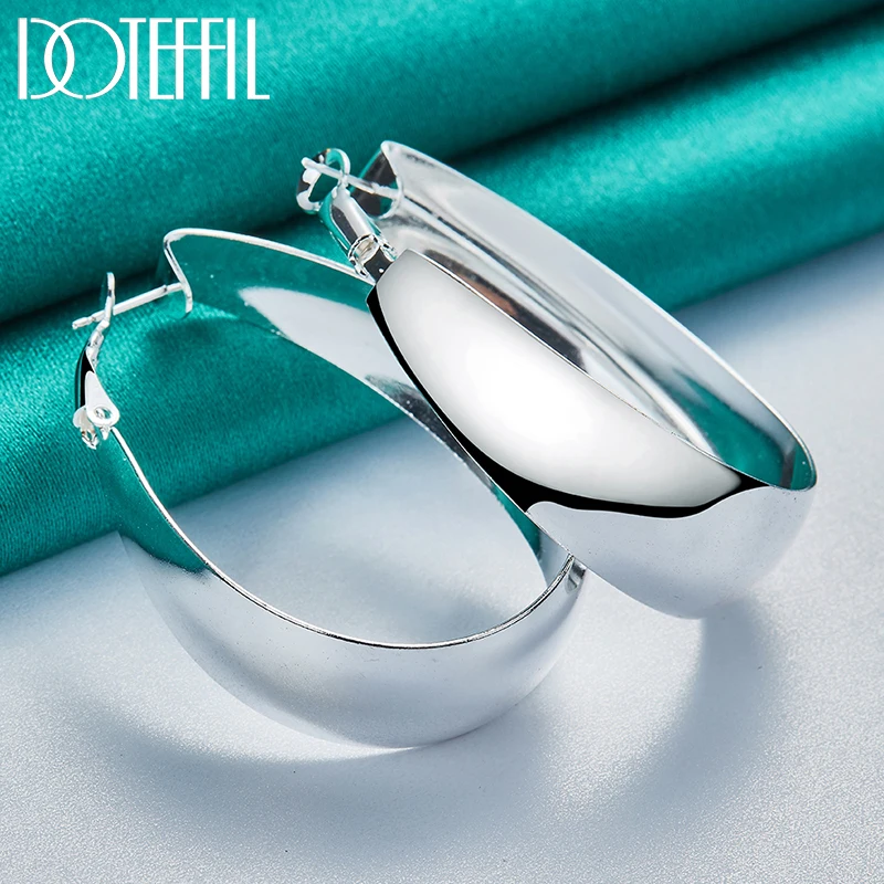 DOTEFFIL Orecchini a cerchio grandi a forma di U liscia in argento