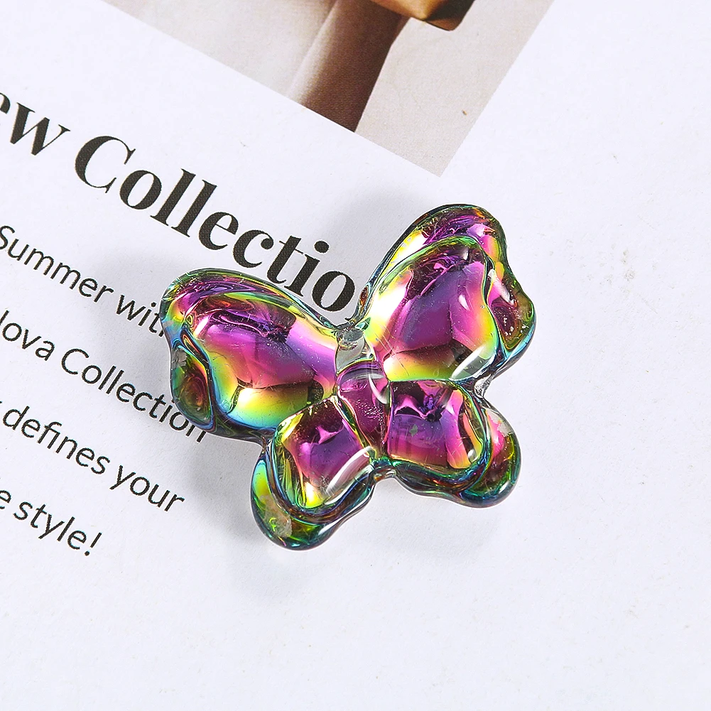 Iridescent Butterfly Crystal Suncatcher Windows Hanging Pendant Polished Glass Loose Spacer Bead Charm DIY Jewelry Making