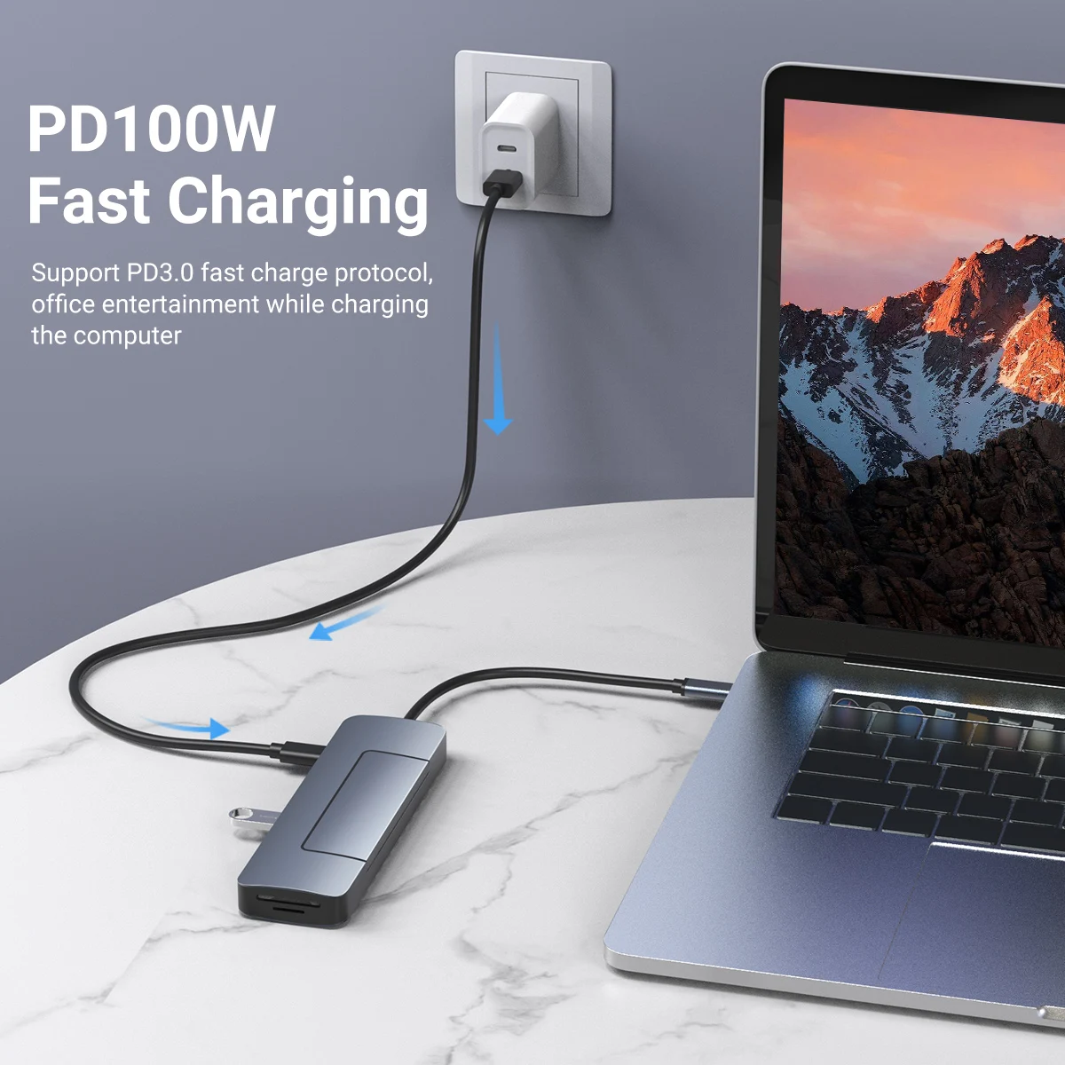8 in 1 USB-C Hub&M.2 SSD Enclosure Support NVME&SATA ,With 4K HD,PD 100W,USB 3.0, RJ45 1000M,SD/TF Reader for Laptops Mac HP 6