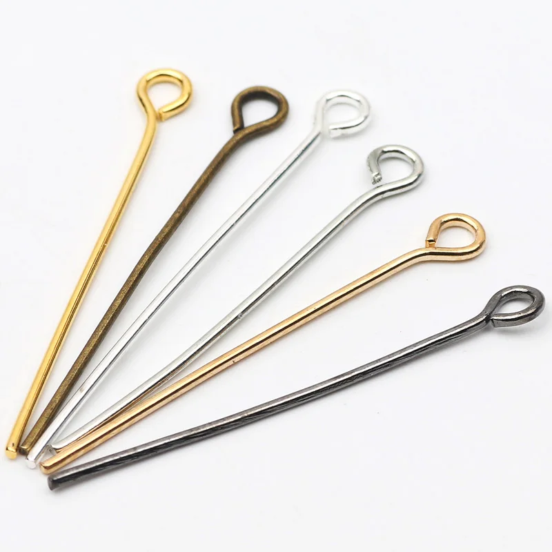 200pcs/lot Head Eye Pins 16 20 25 30 35 40 45 50 mm Eye Pins