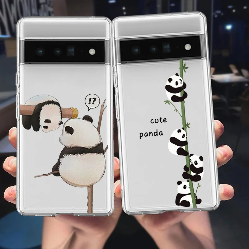 3x Cover Per Google Pixel 6a Con Disegno – Custodia Morbida TPU Trasparente Antiurto – Motivi Panda, Farfalla E Gatto - 4