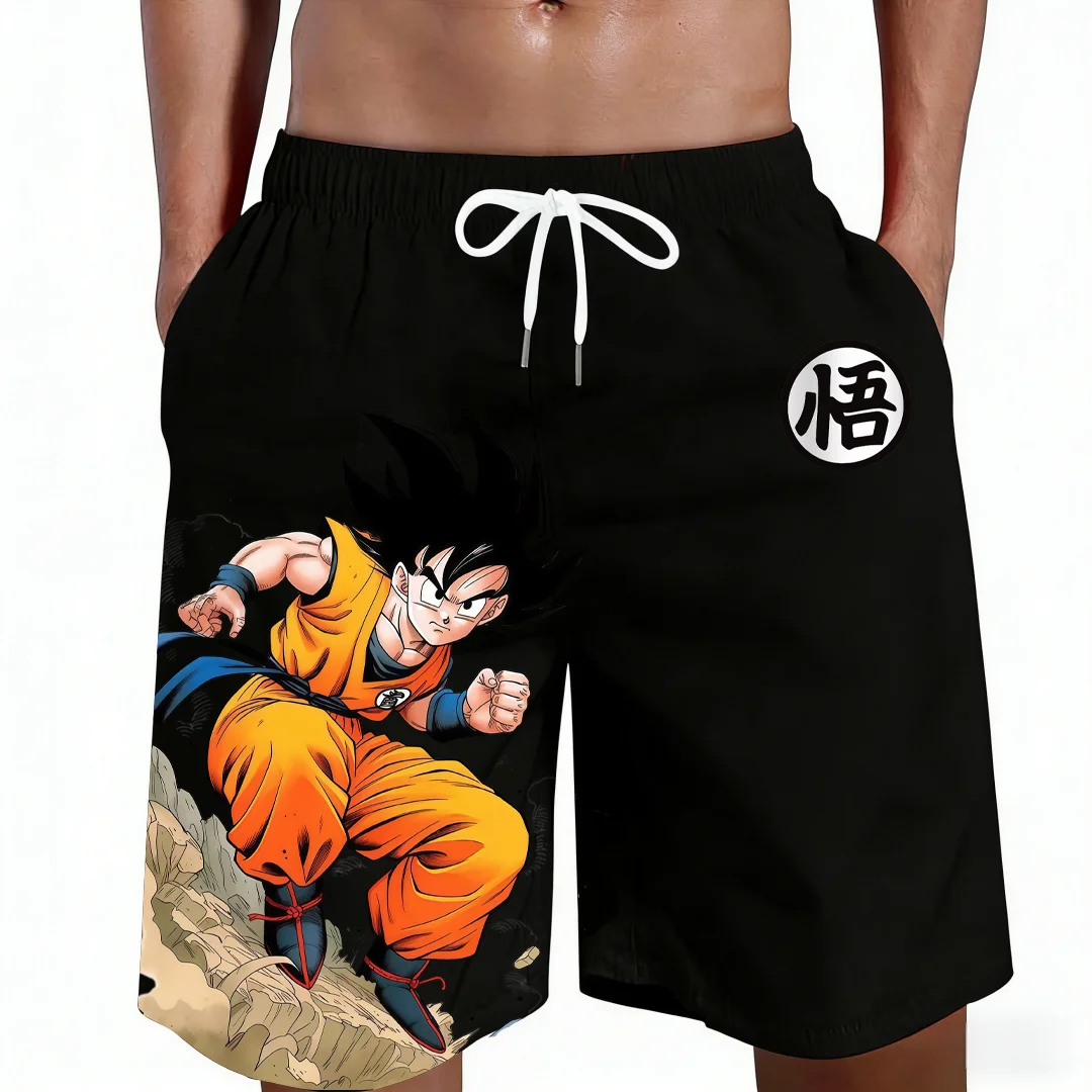 2026 Neu Heißer Verkauf Dragon Ball Goku Kanji Symbol Anime Print Strandshorts Lässige Lockere Familien-Partnerlook Outfits Sommer Schnelltrocknend – Detail 7