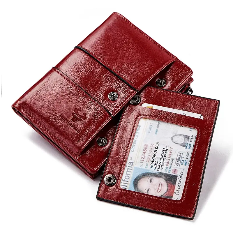 100% Genuine Leather Wallet for Women Luxury Design RFID Card Holder with Zipper Coin Pocket Bifold Multi-functional Money Purse 2