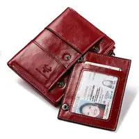 100% Genuine Leather Wallet for Women Luxury Design RFID Card Holder with Zipper Coin Pocket Bifold Multi-functional Money Purse 2