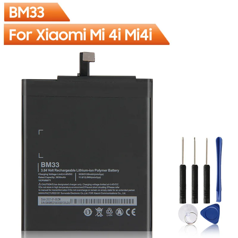 

NEW Replacement Phone Battery BM33 For Xiaomi Mi 4i Mi4i BM33 Rechargeable Battery 3120mAh